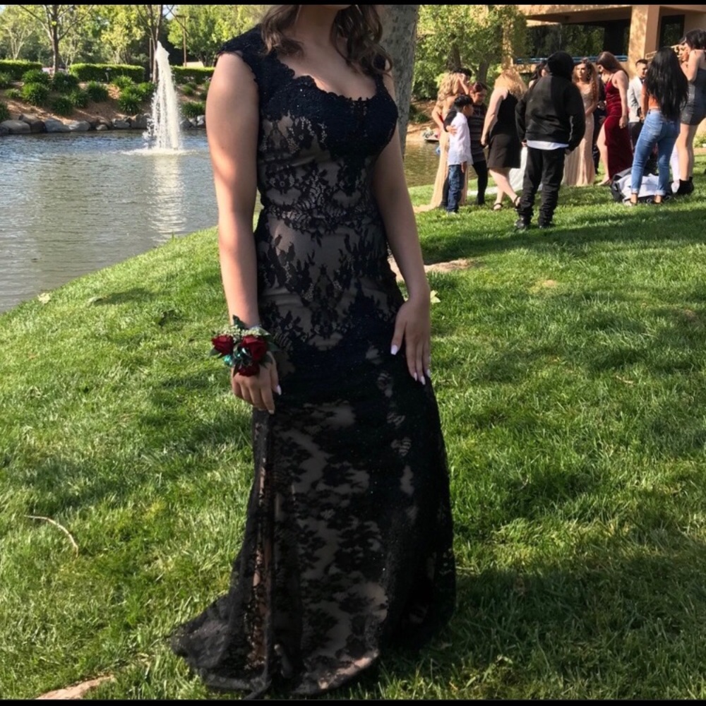 Allie Blu Black Lace Prom Dress - Picture 1 of 3